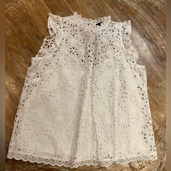 JCrew Eyelet Flutter Sleeve Top - Picture 2 of 5